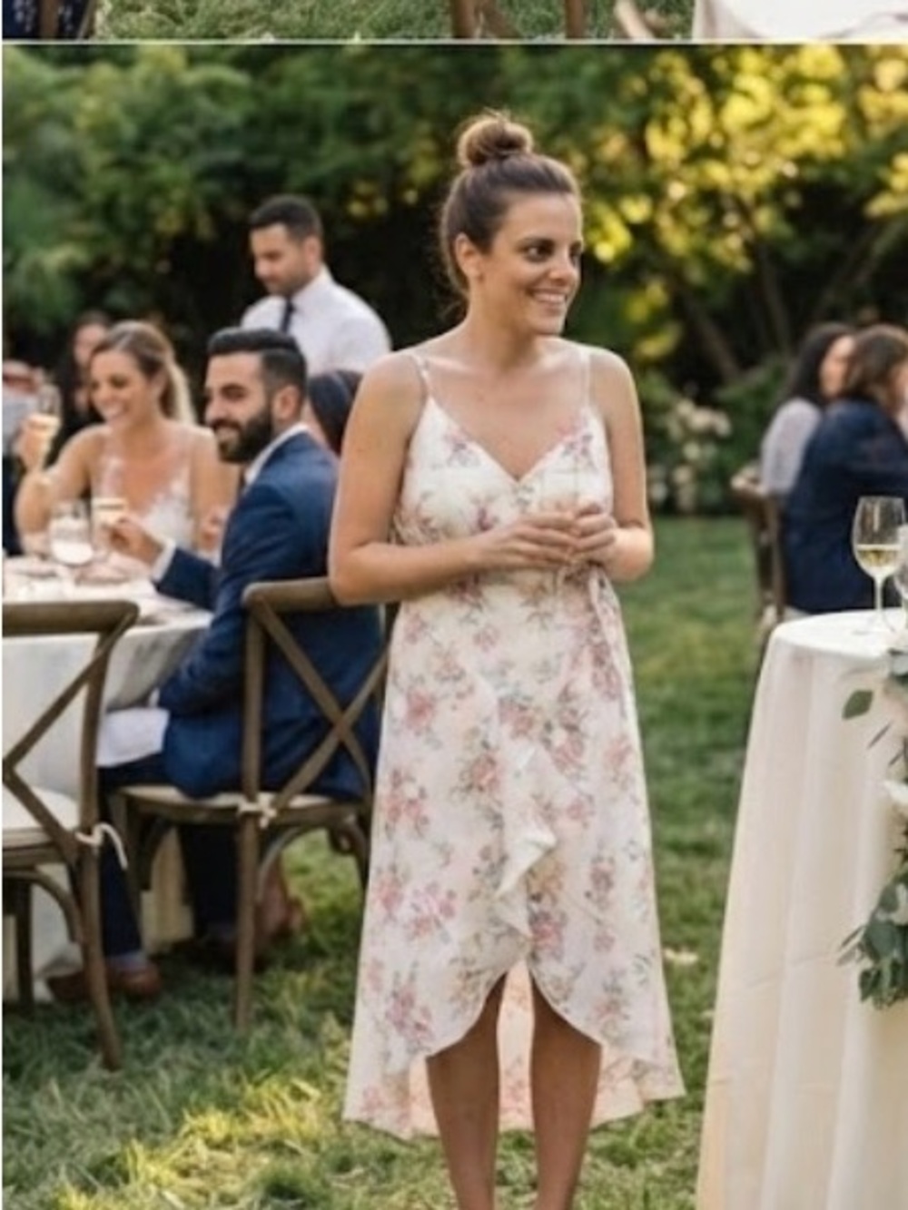 No Boundaries White Slip Dress with Pink Floral Print